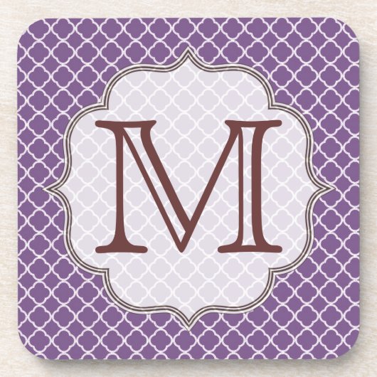 Lavendel Quarterfoil Monogram Drink Onderzetter (Voorkant)