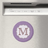 Lavendel Quarterfoil Monogram Initiaal Magnet (Insitu (Vaatwasser))