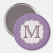 Lavendel Quarterfoil Monogram Initiaal Magnet (Voorkant / Achterkant)