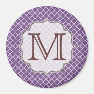 Lavendel Quarterfoil Monogram Initiaal Magnet