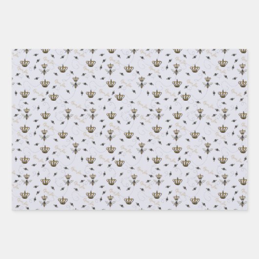 Lavendel Queen Bee & Gold Crown Foto Inpakpapier Vel (Voorkant 2)