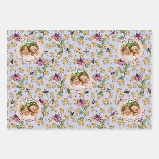 Lavendel Queen Bee & Gold Crown Foto Inpakpapier Vel (Voorkant)