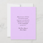Lavendel Quinceanera Bedankt Uitnodiging (Achterkant)