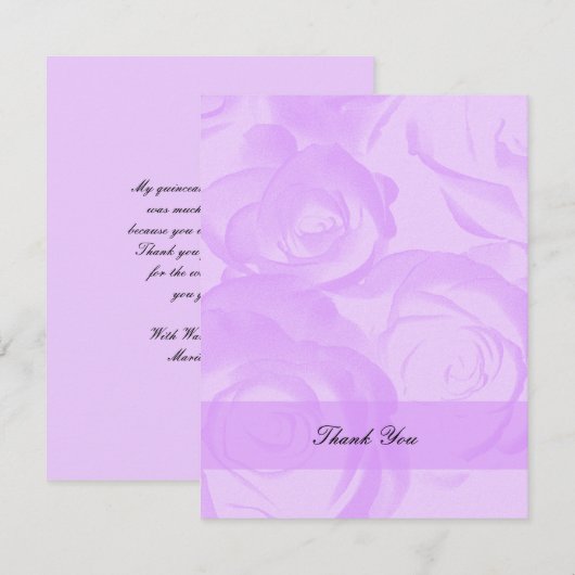 Lavendel Quinceanera Bedankt Uitnodiging (Voorkant / Achterkant)