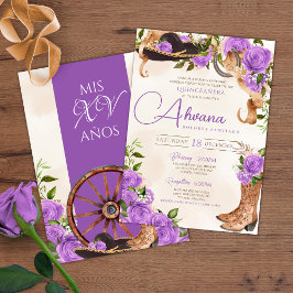 Lavendel Quinceanera Paarse Roos Charro Western Kaart