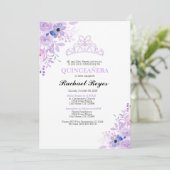 Lavendel Quinceañera Verjaardagsuitnodiging Sjablo Kaart (Staand voorkant)