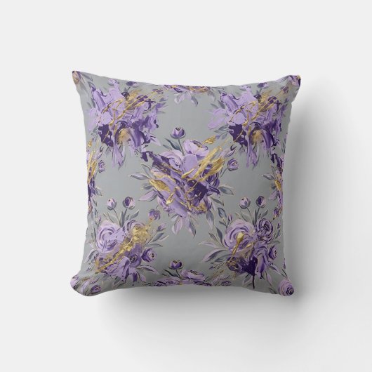 Lavendel Ranunculus Worpkussen Kussen (Voorkant)