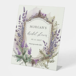 Lavendel Regal Floral Vrijgezellenfeest Reclamebord Met Voetstuk