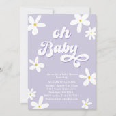 Lavendel Retro Daisy Baby shower Baby in bloei Kaart (Voorkant)
