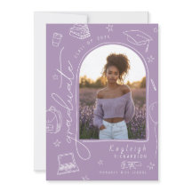 Lavendel Retro Foto Afstuderen Aankondiging