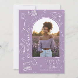 Lavendel Retro Foto Afstuderen Aankondiging