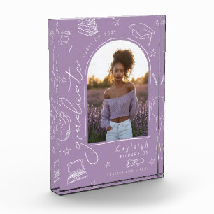 Lavendel Retro Hand getrokken Afstuderen fotoblok