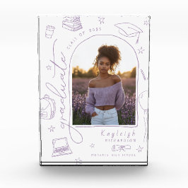 Lavendel Retro Hand getrokken Afstuderen fotoblok