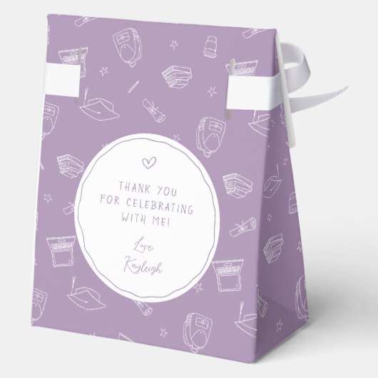 Lavendel Retro Hand getrokken gepersonaliseerd Afs Bedankdoosjes (Achterkant)