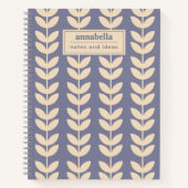 Lavendel Retro Vibe Blad Patroon Monogram Notitieboek (Voorkant)