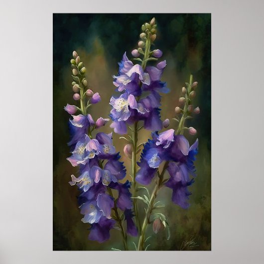 Lavendel Ridderspoor Bloem Kunstprint Poster (Voorkant)