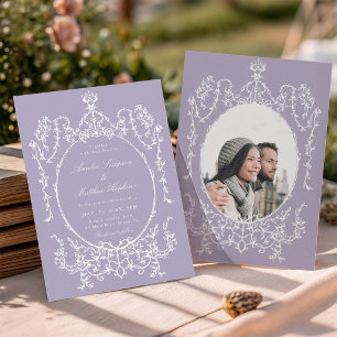 Lavendel Romantisch Frans Lijst Huwelijksfoto Kaart