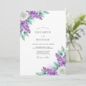 Lavendel Romantische Bloemige Bruiloft Kaart (Staand voorkant)