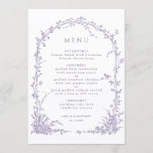 Lavendel Romantische Botanische Tuin Bruiloft met Menu (Voorkant)