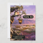 Lavendel Romantische Kunst Foto bruiloft Dank u ka Bedankkaart (Voorkant)