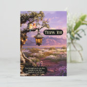 Lavendel Romantische Kunst Foto bruiloft Dank u ka Bedankkaart (Staand voorkant)