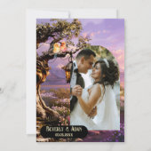 Lavendel Romantische Kunst Foto bruiloft Dank u ka Bedankkaart (Achterkant)