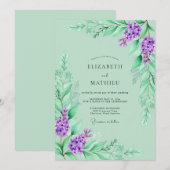 Lavendel Romantische Lente Bruiloft Kaart (Voorkant / Achterkant)