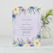 Lavendel Romantische Wilde Bloemen Bruiloft Kaart (Staand voorkant)