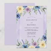 Lavendel Romantische Wilde Bloemen Bruiloft Kaart (Voorkant / Achterkant)