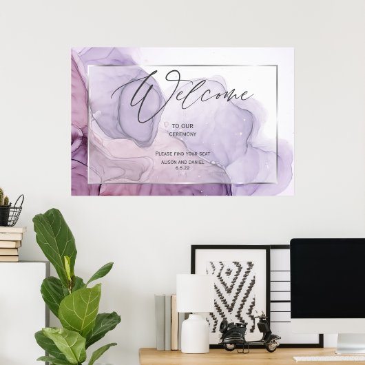 Lavendel Roos Abstract welkom Poster (Thuiskantoor)