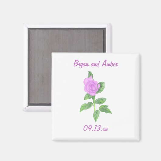 Lavendel Roos Bewaar de datum bruiloft magneten (Voorkant / Achterkant)