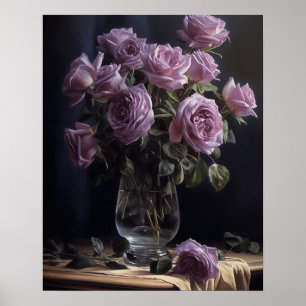 Lavendel Roos Bloemen Art Print Poster