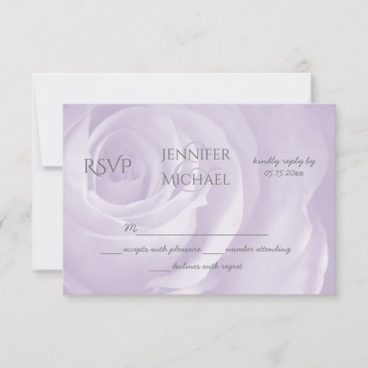lavendel roos bloemeneenvoudige elegante bruiloft RSVP kaartje (Voorkant)