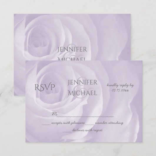 lavendel roos bloemeneenvoudige elegante bruiloft  RSVP kaartje (Voorkant / Achterkant)