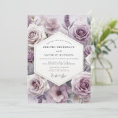 Lavendel Roos Botanische Romantische Bruiloft Kaart (Staand voorkant)