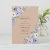 Lavendel Roos Botanische Romantische Bruiloft Kaart (Staand voorkant)