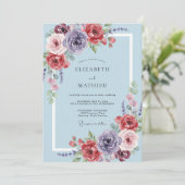 Lavendel Roos Botanische Whimsy Bruiloft Kaart (Staand voorkant)