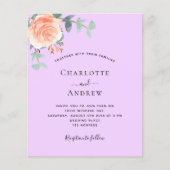 Lavendel roos bruiloft uitnodiging (Voorkant)