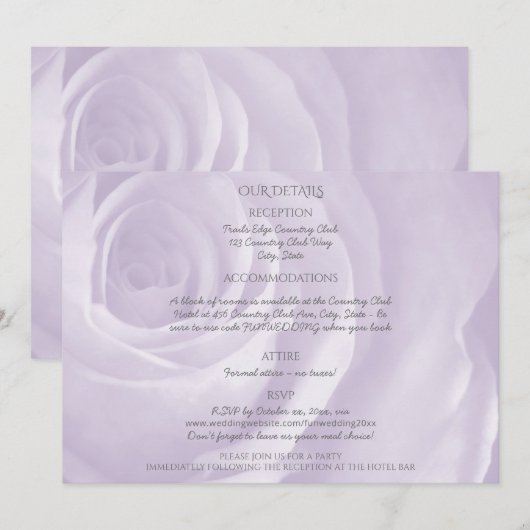 lavendel roos eenvoudige elegante bruiloft details (Voorkant / Achterkant)