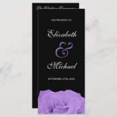 Lavendel Roos en zwart huwelijksprogramma Programmakaart (Voorkant / Achterkant)