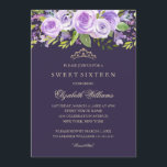 Lavendel Roos Floral Sweet Sixteen Invitation Kaart<br><div class="desc">Meer elegante florale injecties in de Little Bayleigh Store.</div>