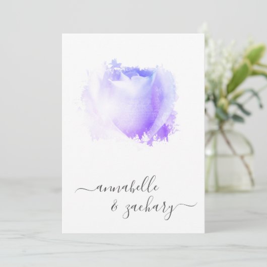 *~* Lavendel Roos QR Floral RSVP - AR8 Wedding In Kaart (Staand voorkant)