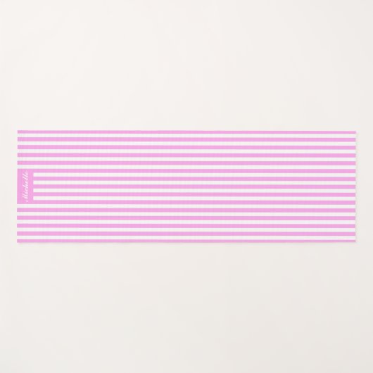 Lavendel Roos Roze Wit Streep Lijn Aangepaste naam Yogamat (Voorkant (horizontaal))
