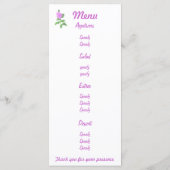 Lavendel Roos Schilderen, Aangepaste menukaarten Menu (Achterkant)