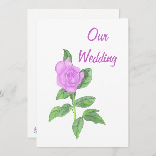 Lavendel Roos Schilderij, Aangepaste huwelijksuitn Kaart (Voorkant / Achterkant)