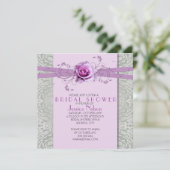 Lavendel Roos Silver Damask Vrijgezellenfeest Kaart (Staand voorkant)