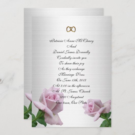 lavendel roos sjabloon voor uitnodiging (Voorkant / Achterkant)