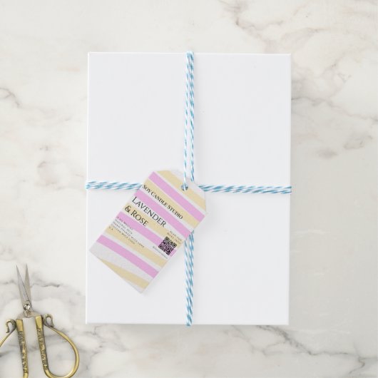Lavendel roos soja kaars bedrijf voeg q r code tek cadeaulabel (Met Touw)