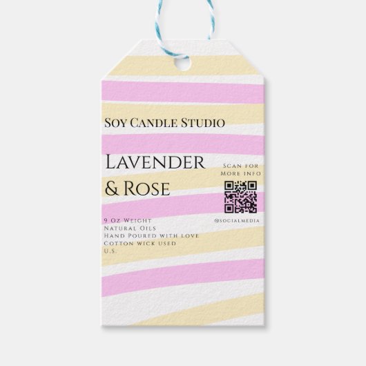 Lavendel roos sojakaars business toevoegen q r cod cadeaulabel (Voorkant)