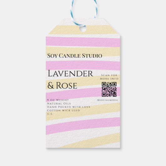 Lavendel roos sojakaars business toevoegen q r cod cadeaulabel (Achterkant)